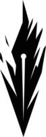 A bold and edgy black and white illustration of a pen nib, formed by sharp, jagged lines vector