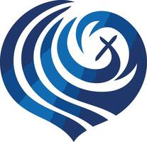 Abstract Heart with Cross Symbol vector