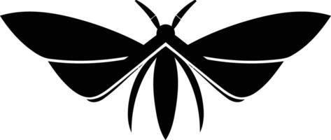 Simple and elegant black silhouette of a moth, perfect for logo design, branding, or as an icon vector