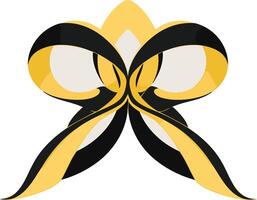 Abstract Yellow and Black Bow vector