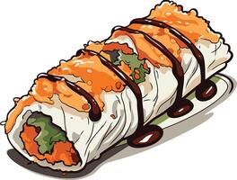 Delicious Maki Sushi Roll with Sauce vector