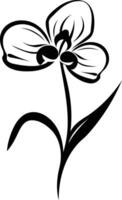 Simple line art illustration of a delicate flower with three petals vector