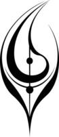 Abstract black and white tattoo design featuring a stylized teardrop shape with intricate details vector