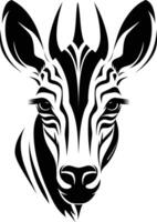 Black and white illustration of a zebra head, perfect for tattoo designs, t-shirt graphics, or animal-themed projects vector