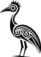 A stylized black and white illustration of a crane, perfect for tattoo designs, graphic design projects, or as a symbol of freedom and grace vector