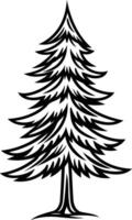 A simple yet striking black and white illustration of a pine tree, perfect for logos, branding, and design projects vector