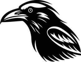 A bold, black and white illustration of a raven's head, perfect for creating a powerful and impactful logo or design vector