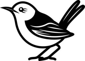 Simple black and white illustration of a bird with a bold outline vector