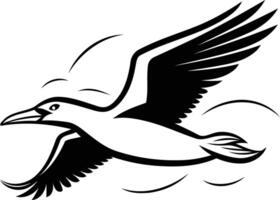 Simple black and white illustration of a bird in flight vector