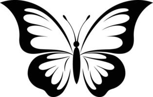 Simple, elegant black and white butterfly silhouette, perfect for design projects, logos, and illustrations vector