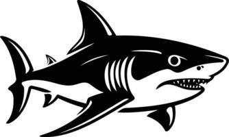 Black and white illustration of a powerful shark, perfect for tattoo designs, logos, and branding for businesses related to the sea, adventure, and strength vector