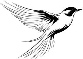 Simple black and white illustration of a bird in flight, perfect for use in design projects, tattoos, or as a symbol of freedom and hope vector