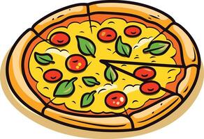 Delicious Pizza with Tomatoes and Basil vector