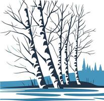 Birch Trees in the Winter Landscape vector