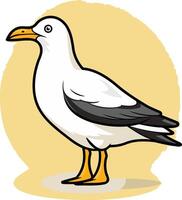 Seagull Illustration with Yellow Background vector