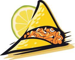 Yellow Taco with Lime Wedge vector