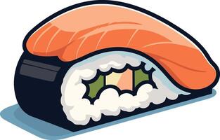 Single Piece of Sushi with Salmon on Top vector