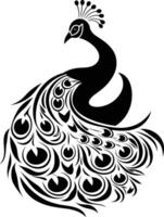 A stylized silhouette of a peacock, perfect for adding elegance to your designs vector