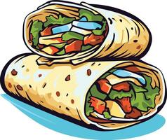 Deliciously Wrapped Burrito with Colorful Fillings vector