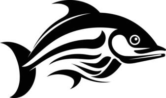 A bold, stylized silhouette of a fish with intricate details, perfect for logos, branding, or any design needing a powerful, aquatic element vector