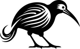 A striking silhouette of a kiwi bird in a bold, stylized design vector