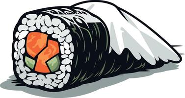 Sushi Roll with Salmon and Avocado vector