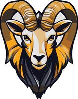 A Powerful Ram Head with Bold Horns vector