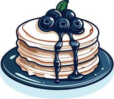 Stack of Pancakes with Blueberries and Syrup vector