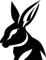 A bold, black and white silhouette of a rabbit's head, perfect for branding, logos, and design projects vector
