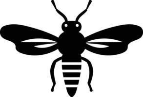 Simple black and white silhouette of a bee, perfect for design projects, illustrations, and branding vector
