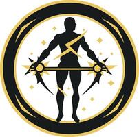 Silhouette of a Powerful Figure with Lightning Bolts vector