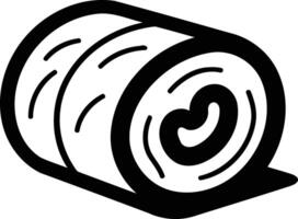 Simple, black and white illustration of a rolled-up sushi vector