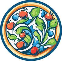 Circular Design of Intertwined Vegetables and Leaves vector