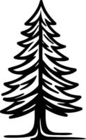 Simple black and white illustration of a pine tree, perfect for logo design, branding, or nature themed projects vector