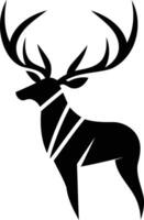 Simple black and white silhouette of a deer with large antlers vector