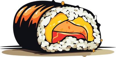 Cartoon Style Sushi Roll with Salmon and Egg vector