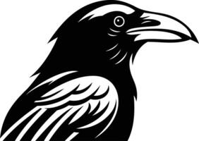 A bold and striking silhouette of a raven's head, perfect for designs that need a touch of dark elegance vector