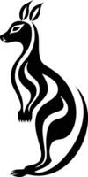A bold and stylized black and white illustration of a kangaroo, perfect for tattoos, branding, and design projects vector