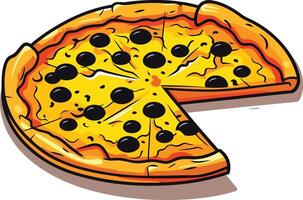 Pizza with Olives and Missing Slice vector