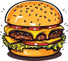 Mouthwatering Cheeseburger with Sesame Seed Bun vector