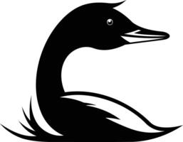 Black and white illustration of a duck or goose, perfect for logos, branding, or design projects vector