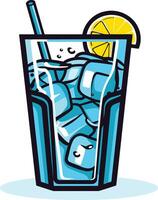 Refreshing Iced Lemon Drink with a Straw vector