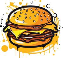 Delicious Double Cheeseburger with a Splash of Color vector