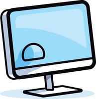 Cartoon Computer Monitor with a Blue Screen vector