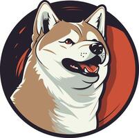 Akita Inu Dog Portrait in Circle vector