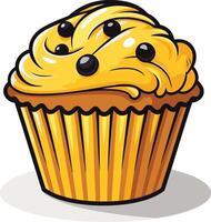 Yellow Cupcake with Chocolate Sprinkles vector