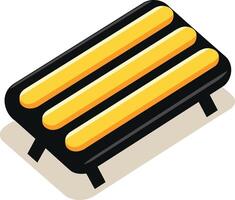 Three Slatted Bench with a Black Frame vector