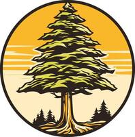 Tall Evergreen Tree in a Circular Design vector