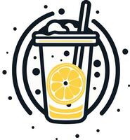Refreshing Lemonade with a Straw and Lemon Slice vector