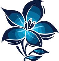Stylized Blue Flower with White Background vector